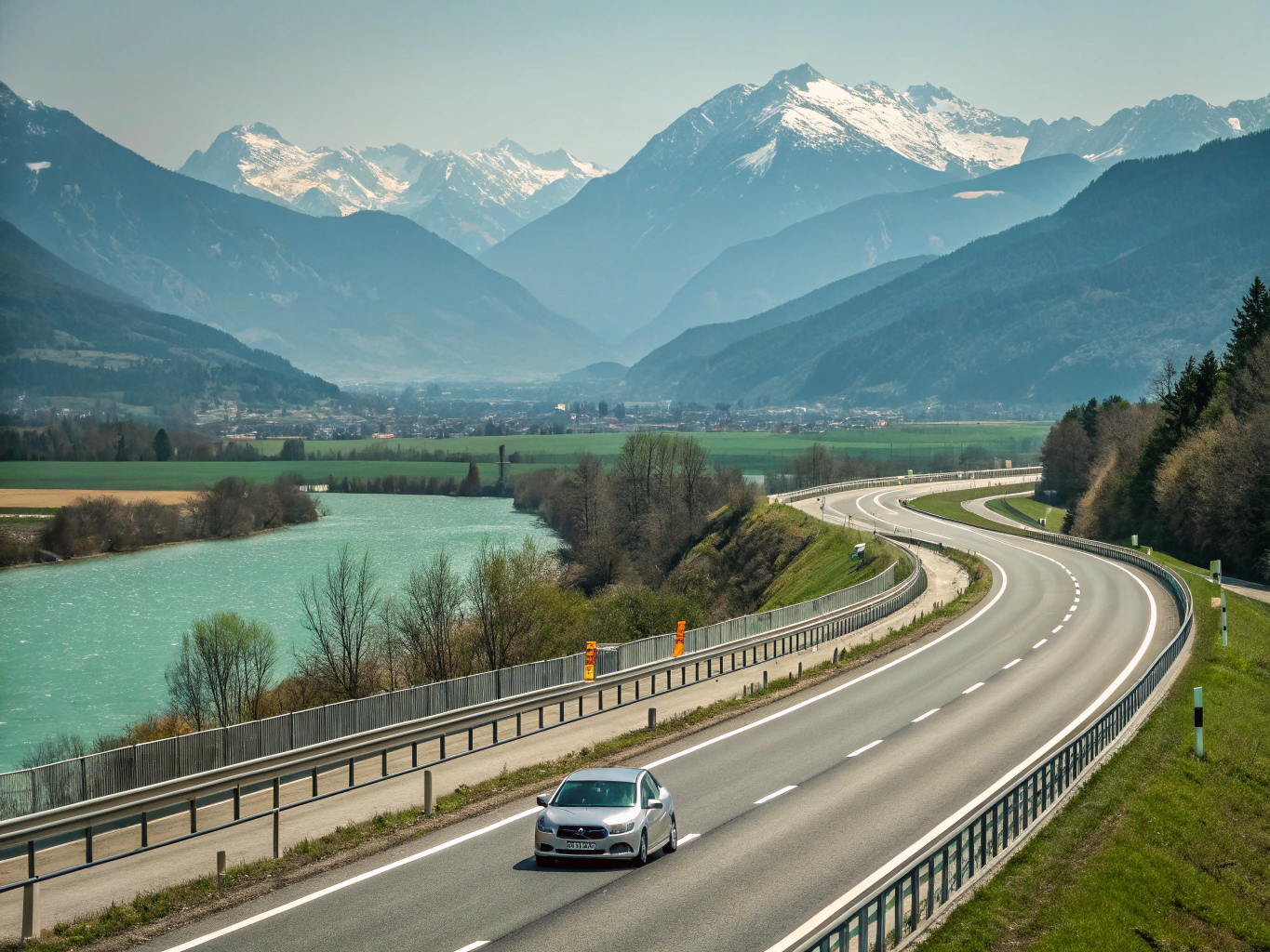Österreichische Autobahn mit Bergpanorama