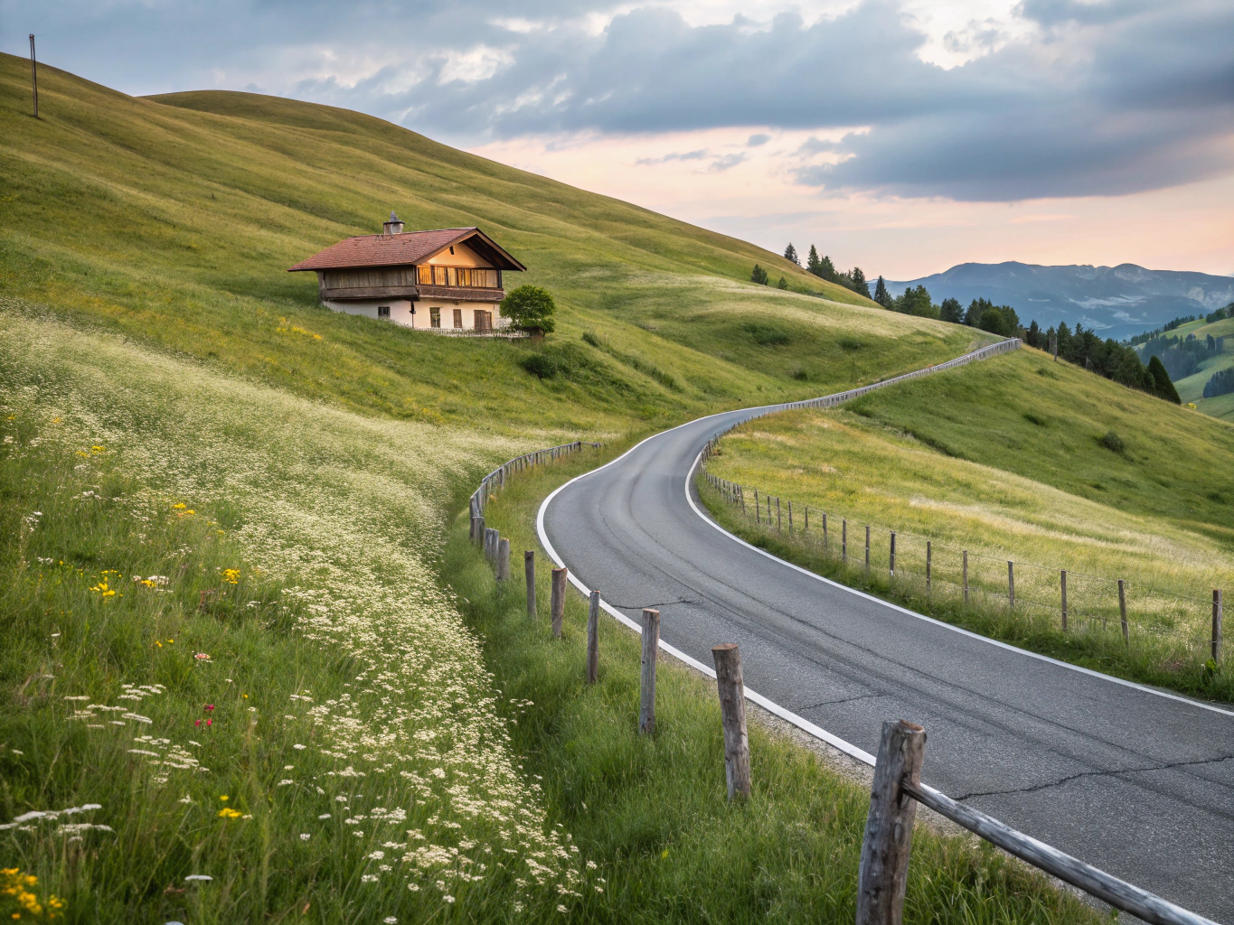 Malerische Talstraße in Österreich